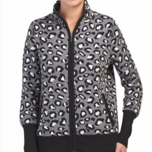 Rachel Zoe Zip Up Cheetah Sweater Jacket